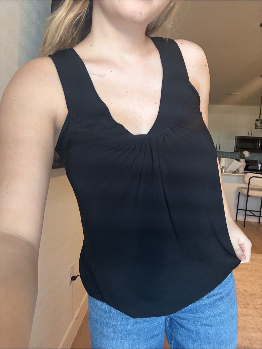 Tempted Black V-Neck Sleeveless Tank Top